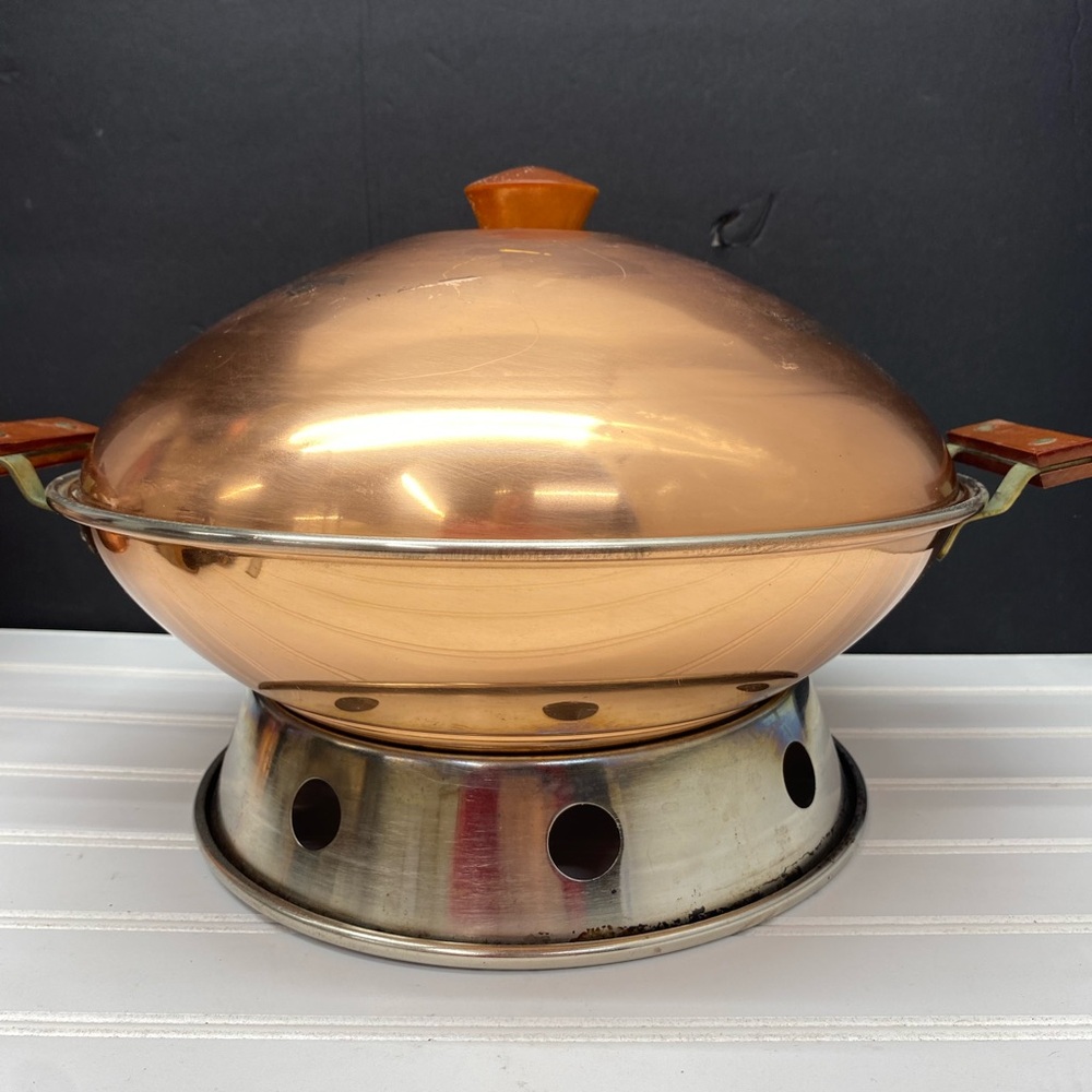 Copper Wok with Lid Nickel Lined